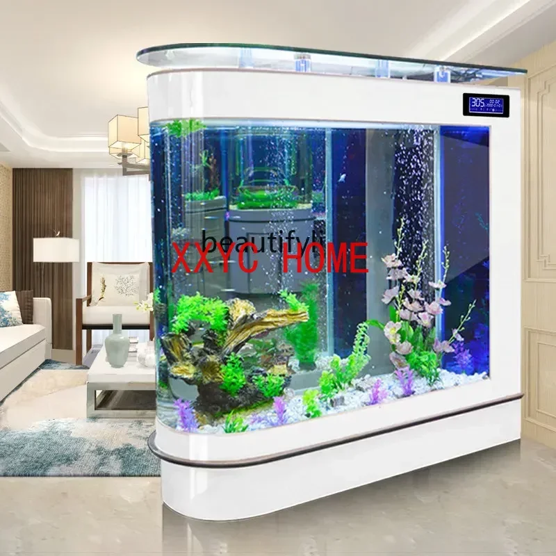 

zq Bullet Fish Tank Aquarium Large Fish Globe Partition Ecological Glass Fish Tank Bar Counter