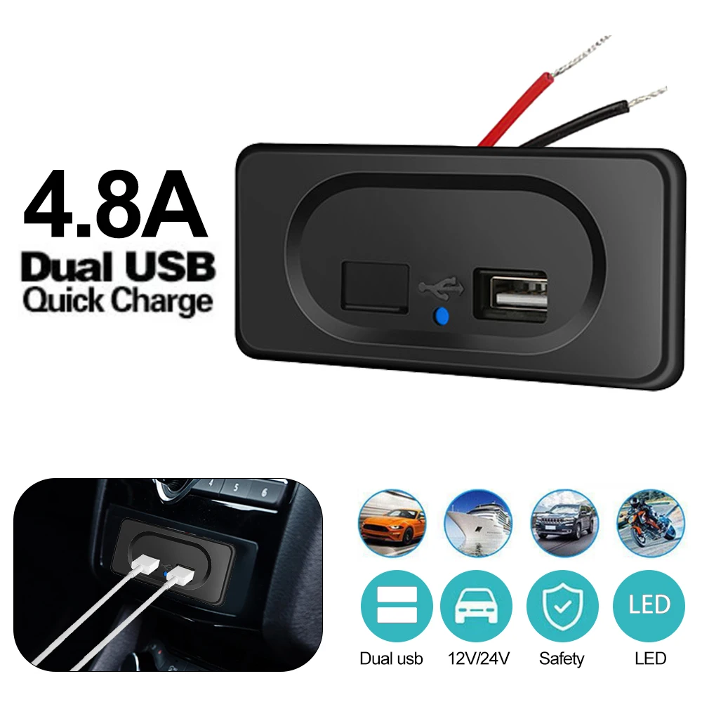 Chargeur double Port USB 12V/24V 3.1A pour voiture, adaptateur  d'alimentation étanche, prise LED, panneau de sortie de charge pour  téléphone portable, accessoires de voiture - AliExpress