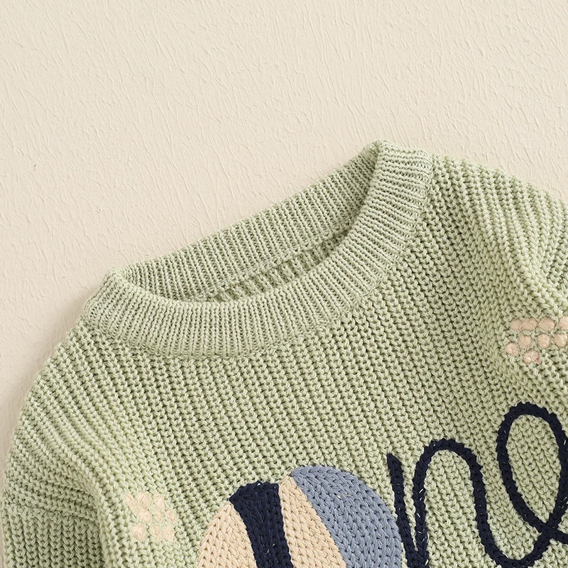 FOCUSNORM 5 Farben Herbst Winter Baby Jungen Mädchen Geburtstag Pullover Brief Stickerei Warme Gestrickte Langarm Pullover Strickwaren – Detail 30