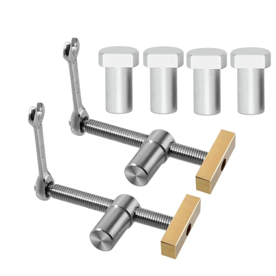 2 Verstellbare Bank-Hunde Mit 4 Hundelöchern (20 Mm) – Edelstahl & Messing Für Holzbearbeitung
