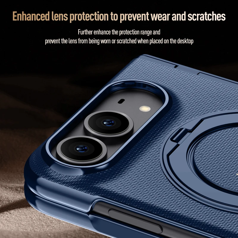 Luxury Magnetic PU Leather Case with Rotating Bracket & Hand Strap, Includes HD Privacy Glass