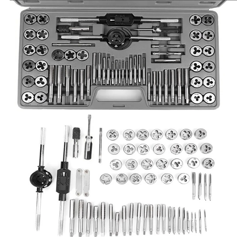 Description Picture 2 of item60 In 1 Tap And Die Sets M3-M12 Female Drill Male Thread Screw Threading Kit Key Mechanical Workshop Machine Tools Professional