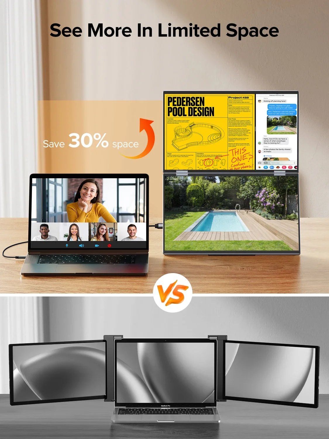 UPERFECT Ʈ ũ ޴ ̽   ũ, VESA ͽٴ , Ʈ   OS, 1080P FHD IPS, 15.6 ġ