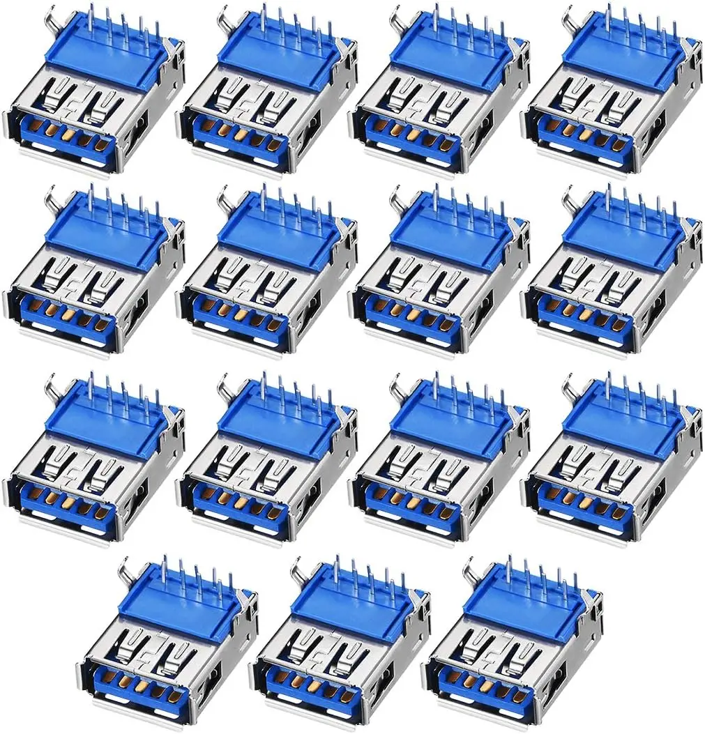 

Keszoox PCB USB Connector Type-A 3.0 Female Jack 9 Pin Bend Foot 90 Degree 15pcs