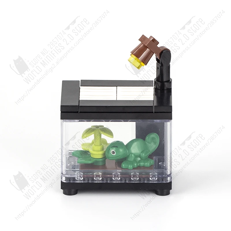 MOC0076 DIY 크롤링 박스 빌딩 블록, 크리에이티브 시티 시리즈, 애완 동물 둥지 식물 장식 모델, 어린이용 조립 벽돌 장난감