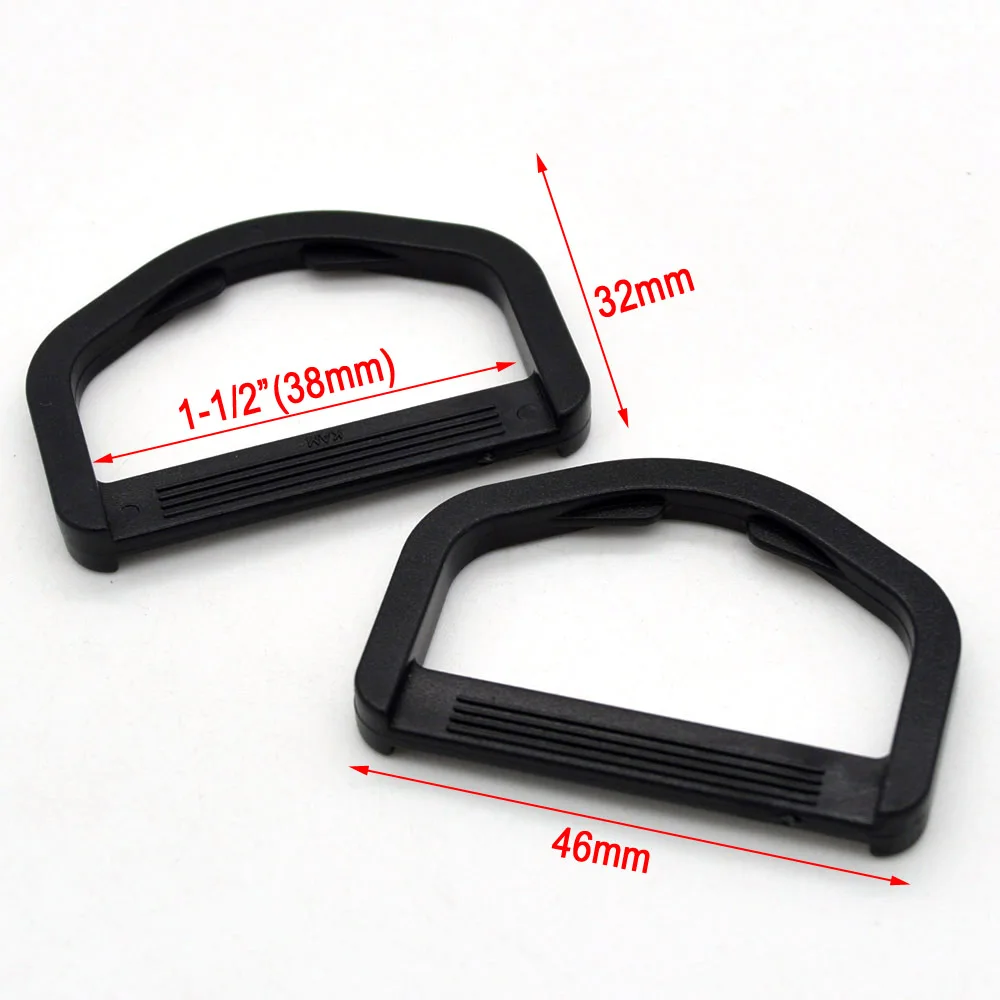 10 Stück/Packung Kunststoff D-Ring Gurtband Umreifung Ledertasche Shirt Craft Schwarz – Detail 6
