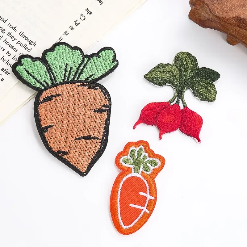 Embroidered Iron On Vegetable Carrot Patch Sew On Badge Clothes Craft Embroidery - Foto 7