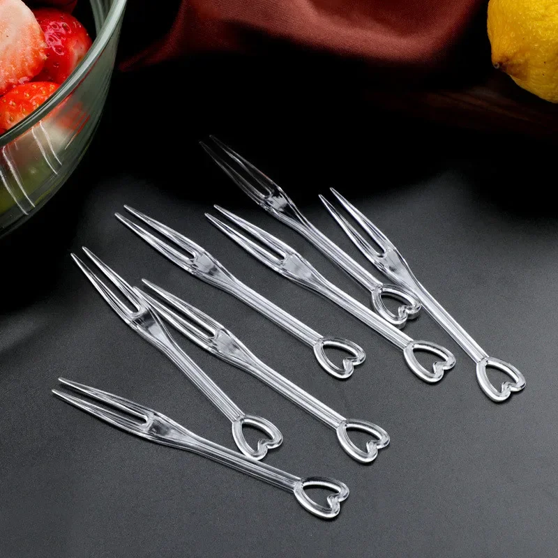 Fruit fork Food picks Food toothpicks 100Pcs Fruit Fork Cake Dessert Food Fruit Pick Children Snack Mini Party Festival Love Tableware Decoration Plastic Toothpick
