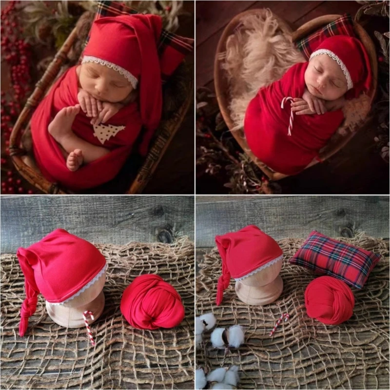 

Newborn Photography Costume Hat Wrap & Crutch/Pillow Christmas Inspired Outfit