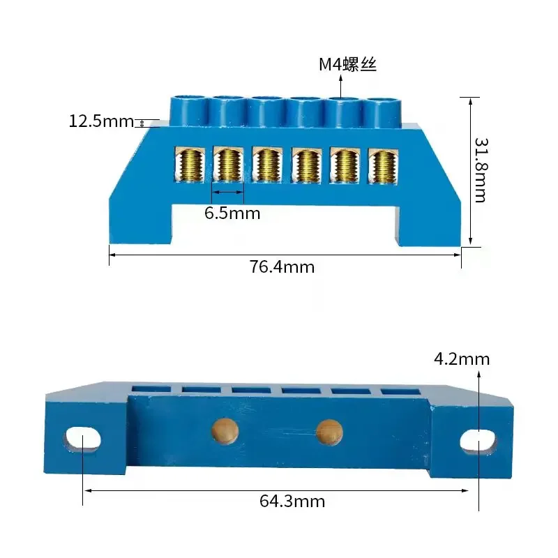 1Pcs Green Blue Screw Brass Din Rail Terminal Block din rail terminal block Earth and Neutral Blocks 4Pin 6Pin 8Pin 10PIN 12PIN