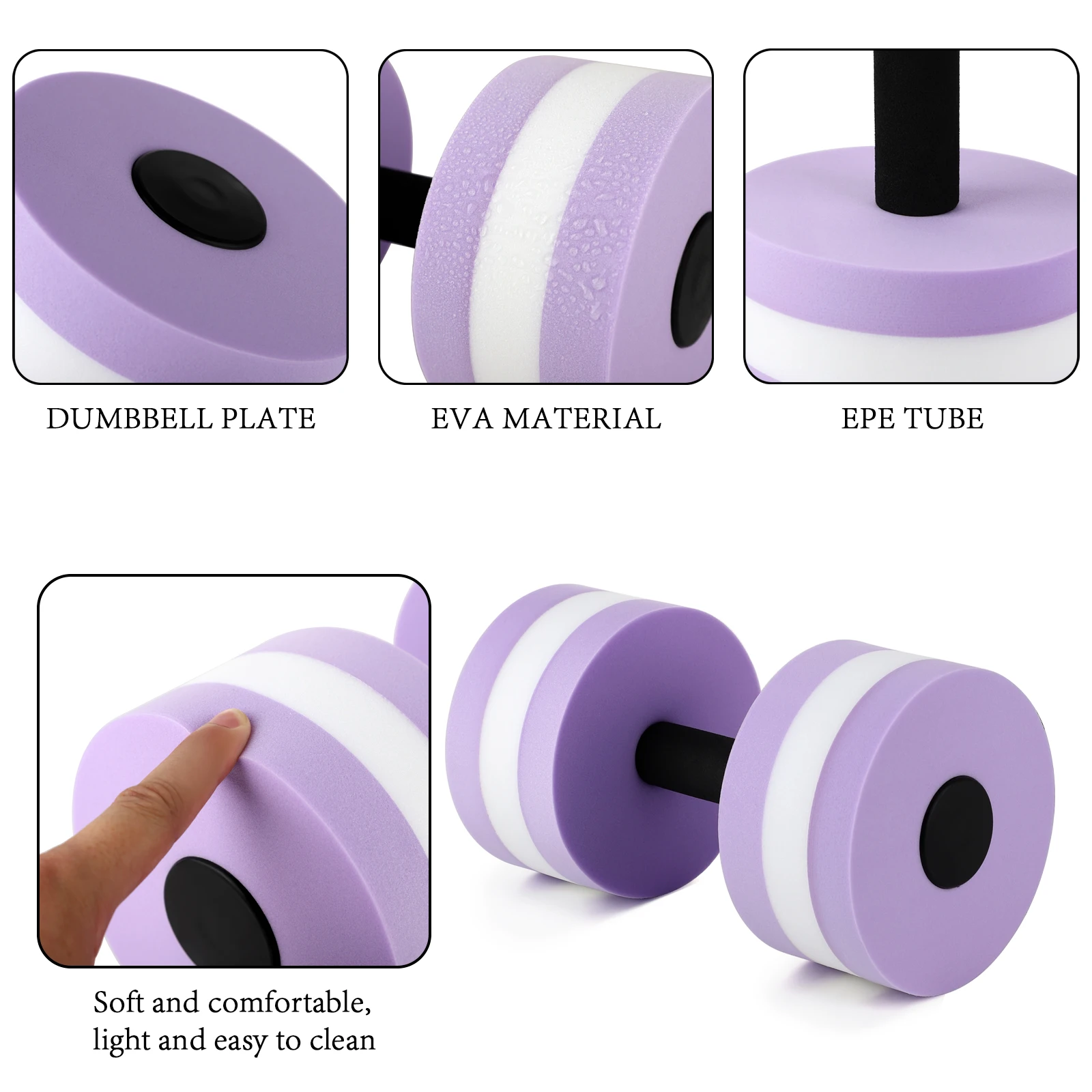 Water Foam Dumbbell Aquatic Dumbells 2pcs Water Aerobic Exercise Pool Resistance Aqua Fitness Barbells Hand Bar Exercises Equipment