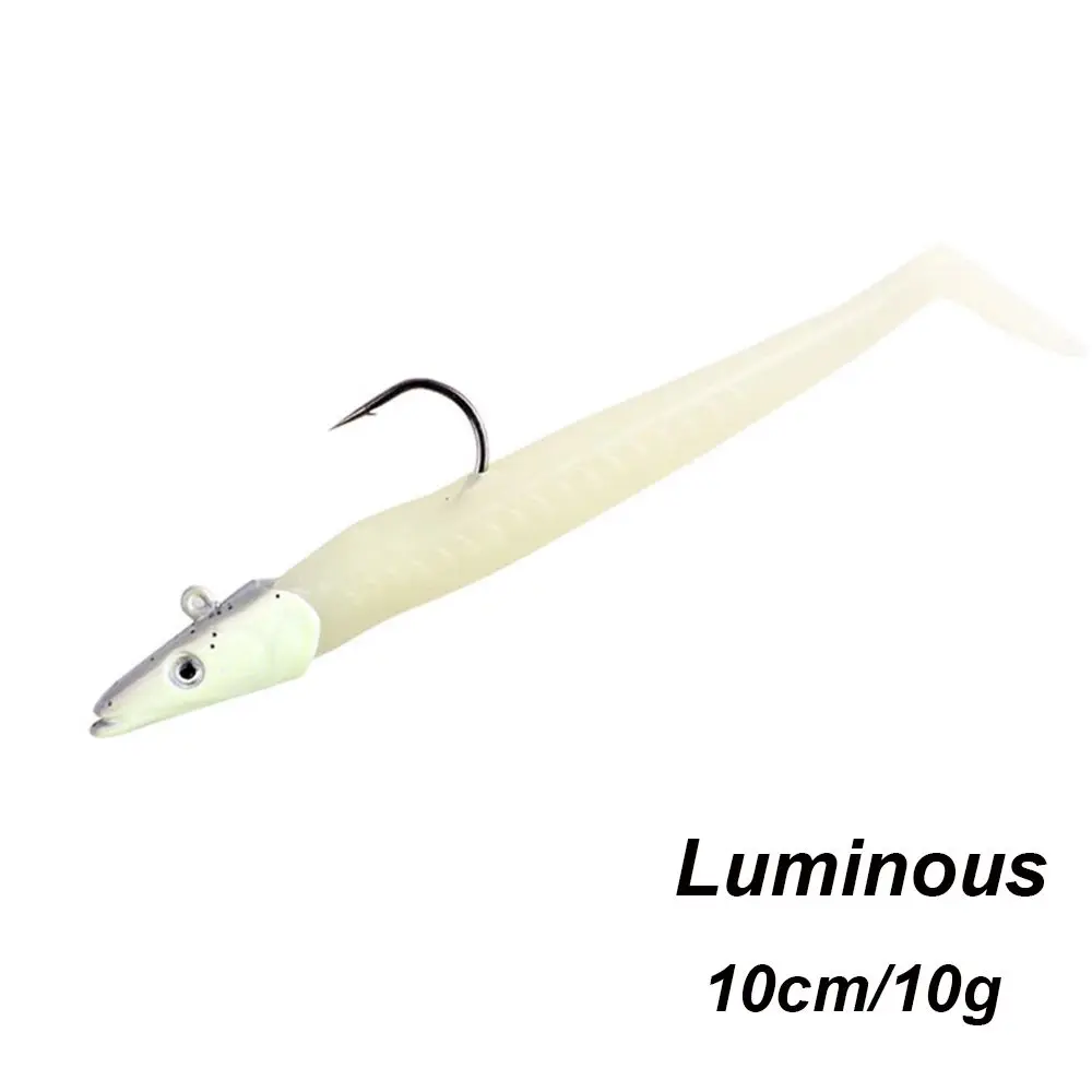 10g 19g 34g Worm Barbed Hook Lead Jig Head Fish Eel Lure Silicone Luminous Artificial Soft Bait Durable High Quaility