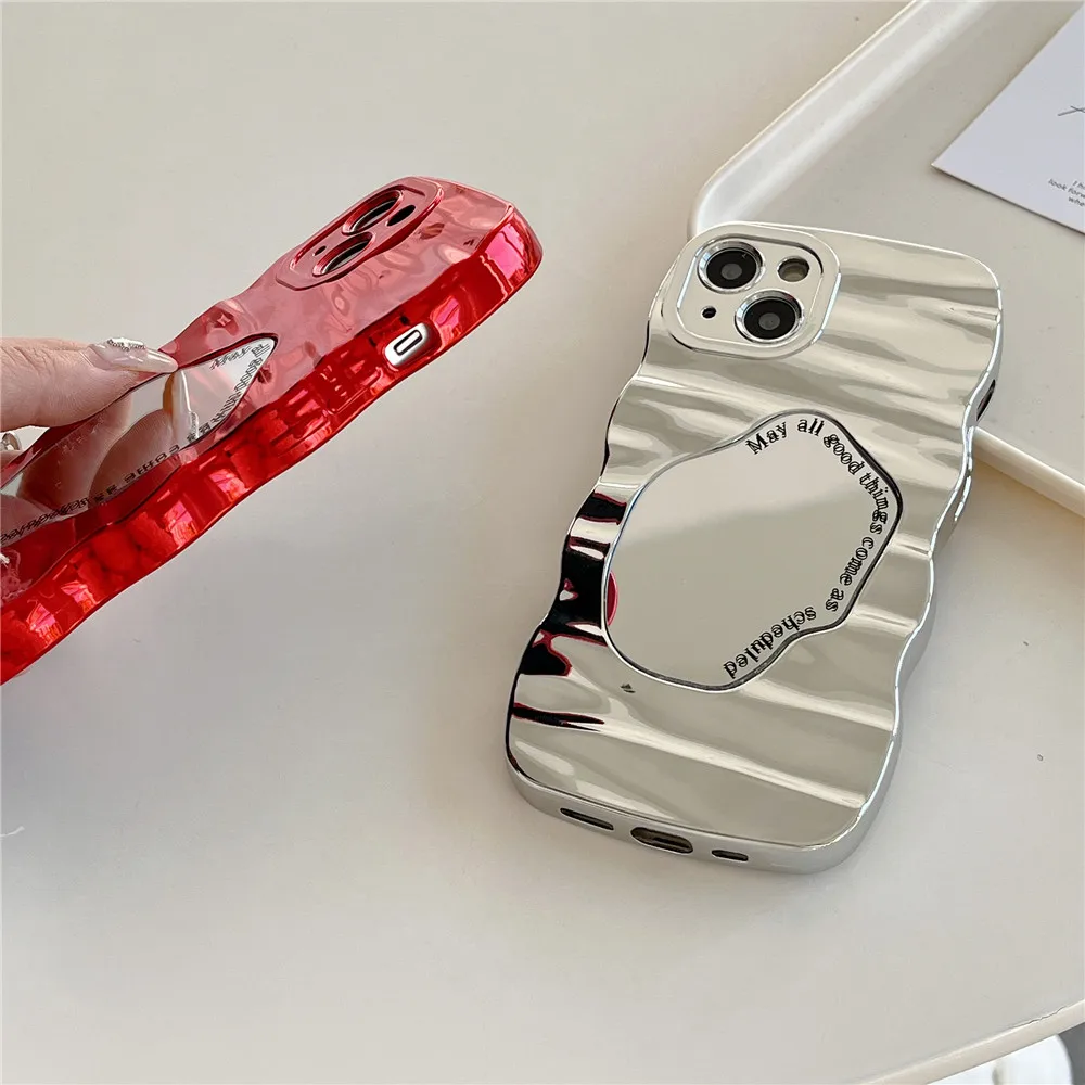 3D Ondulazione Dell'acqua Pieghe Irregolare Caso Dello Specchio Per Samsung A04 A04S A14 A34 A54 A13 A23 A33 A53 A52 a22 A32 A05 A05S Morbido_voghion.com