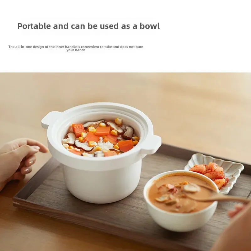 Olayks Mini Rice Cooker Smart Home Use Multifunctional Small Electric Pot 1.2L Capacity Single Person Meal Ceramic Material
