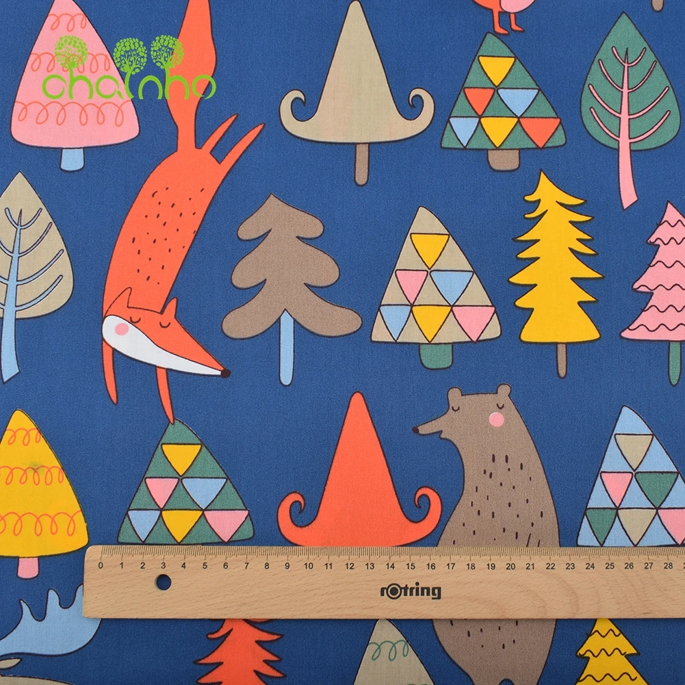 Chainho,Printed Twill Weave Cotton Fabric,DIY Sewing Quilting Material,Patchwork Cloth,Cartoon Series,2 Specification,15C300