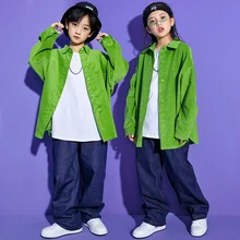 

Children's hip hop suit boys' handsome hip hop national fashion hiphop performance Suit Girls' Jazz Dance suit drum set suit