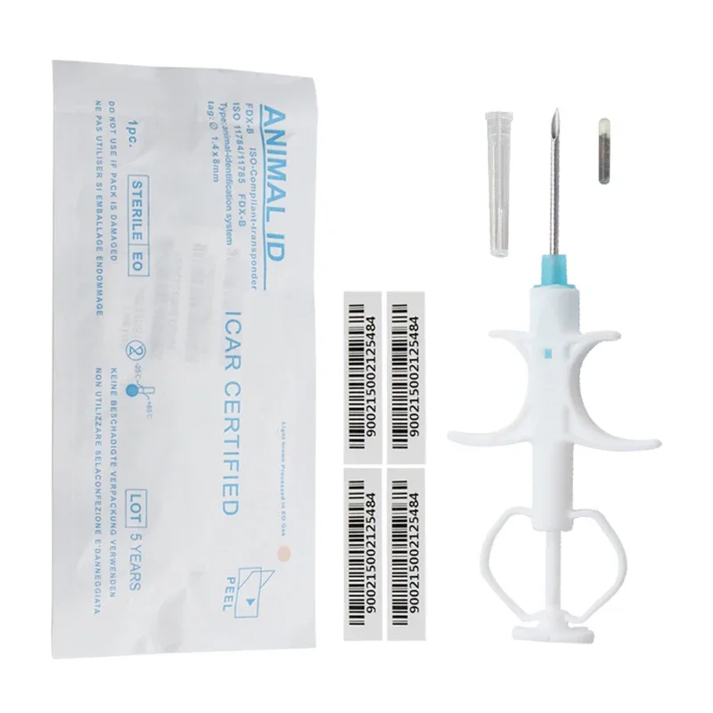 2.12x10mm 100Packs Pet EM4305 Microchip 134.2KHz FDX-B Animal ID Chip Animal Microchip Syringe International Standard