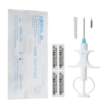 2.12x10mm 100Packs Pet EM4305 Microchip 134.2KHz FDX-B Animal ID Chip Animal Microchip Syringe International Standard 6