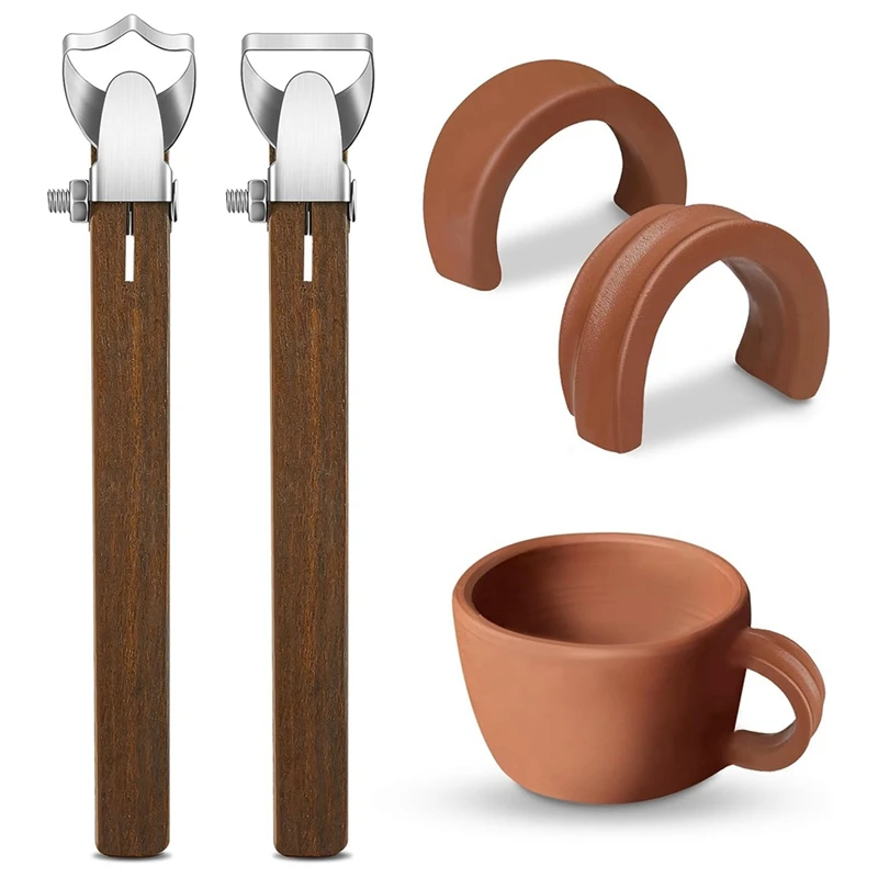 

2 Pcs Sculpture Scraper Pottery Carving Tool Pottery Cup Handle Shape Tool Clay Extruder Tool (Simple Style)