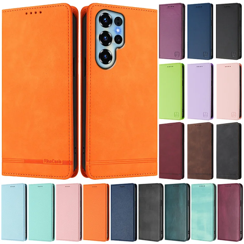 Luxury Leather Flip Stand Phone Case with Magnetic Closure