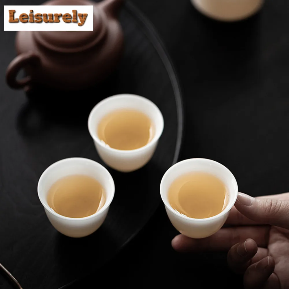 2pc/set Iced Jade Porcelain Bell Cup Chinese White Ceramic Tea Cup Small Master Cup Tasting Tea Mug Appreciate Tea Bowl Teaset