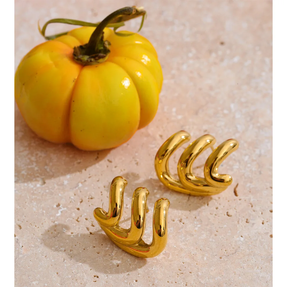 Yhpup Stainless Steel Layered Geometric Earrings