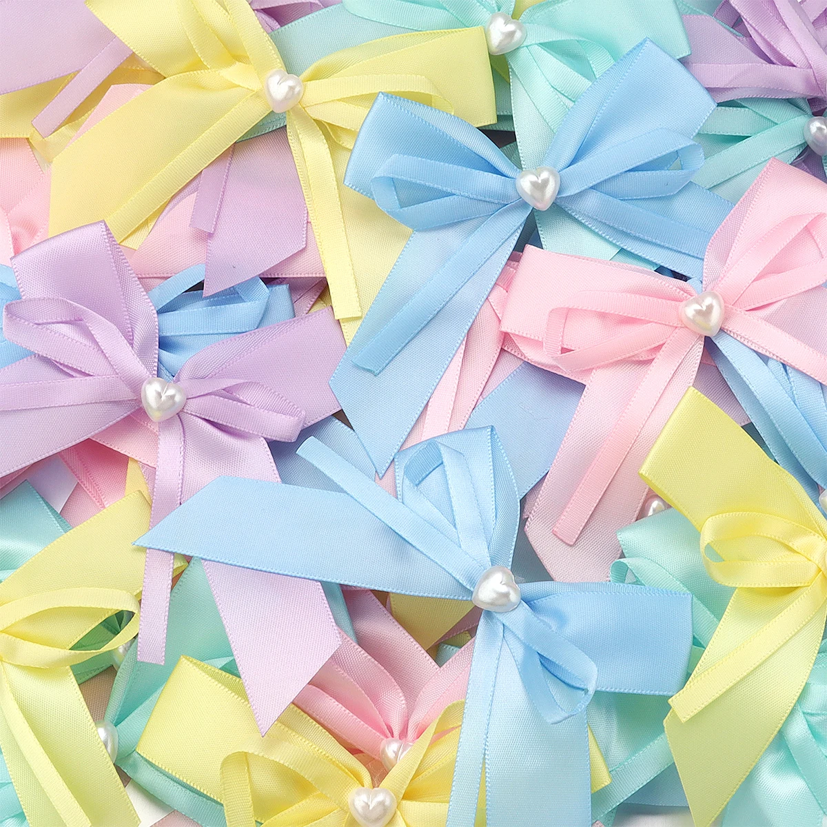 10 개/갑/팩 컬러 리본 활 9.5-11.5cm 새틴 리본 Bowknot 꽃 DIY 세공 공예 웨딩 파티 장식 용품