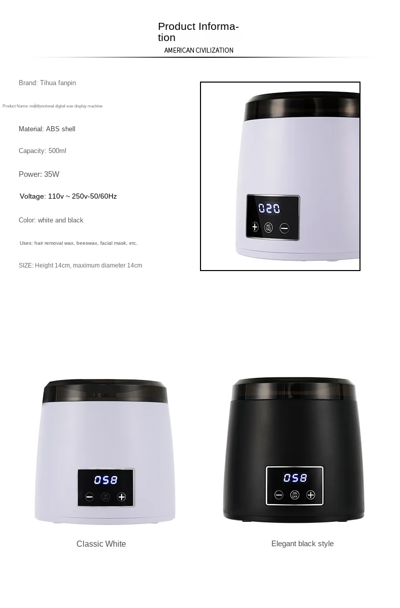 Description Picture 3 of item110V/220V Multi-Functional Wax Melter with Digital Display and Non-Stick Pot - Perfect for Hair Removal and Candle Making