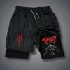 Men's Shorts Gothic Style Skull Print Double-deck 2-In-1 Running Shorts Summer Thin Sportswear Training Short Pants Y2K Clothes 1