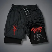 Men's Shorts Gothic Style Skull Print Double-deck 2-In-1 Running Shorts Summer Thin Sportswear Training Short Pants Y2K Clothes 1