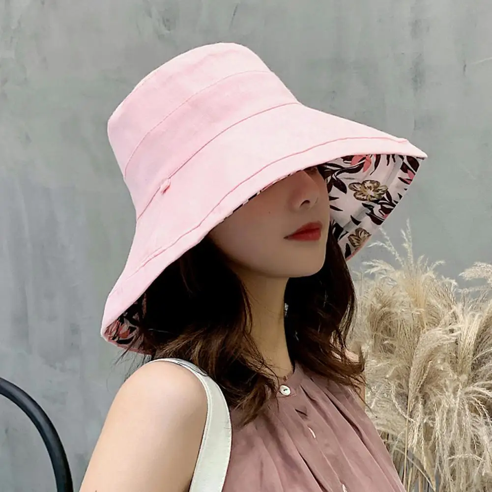 Trendy Fisherman Hat Flat Dome Bucket Hat Sun Protection Women Double-Sided  Fisherman Hat Dressing Up - AliExpress