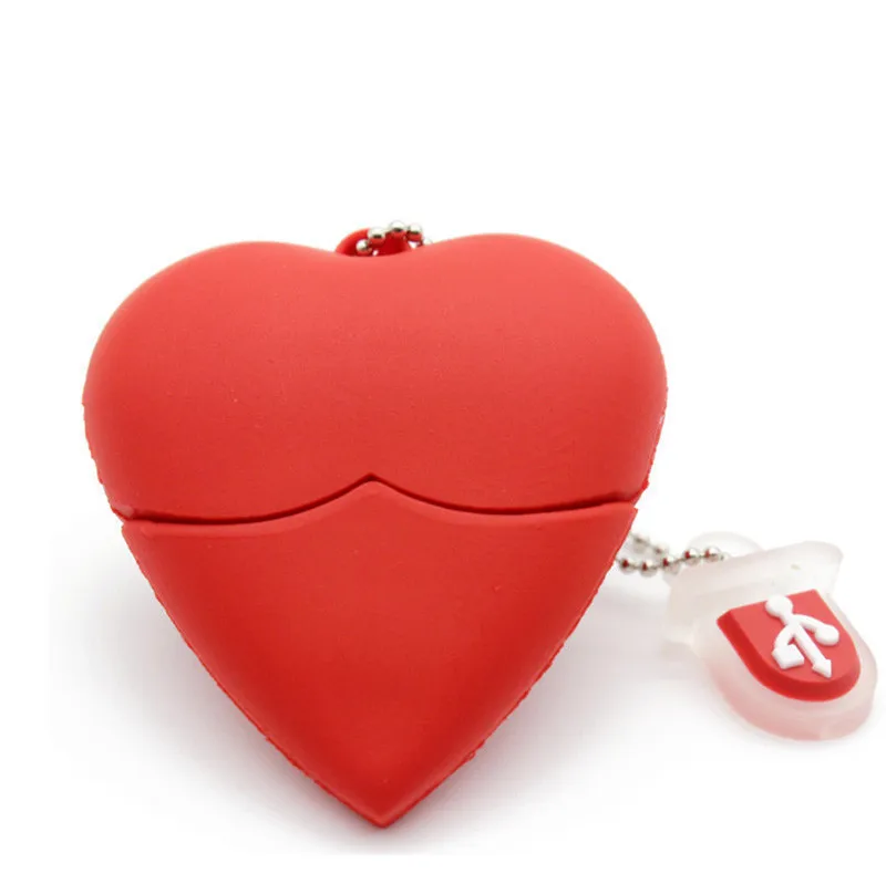 Cartoon Red love Flash Drive 64 GB Pen Drive USB 2.0 Memory Stick 32 GB Portachiavi regalo U Disk Regali di nozze 16 GB 8 GB 4 GB_voghion.com