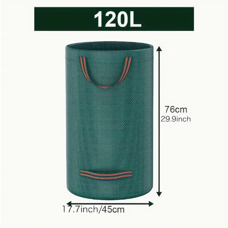 שקית פסולת גינה בנפח 120-500 ליטר עם מכסה, ניתן לקפל, לאסוף עלים נופלים, ניתן לשימוש חוזר, שקית אחסון לגינון בחוץ