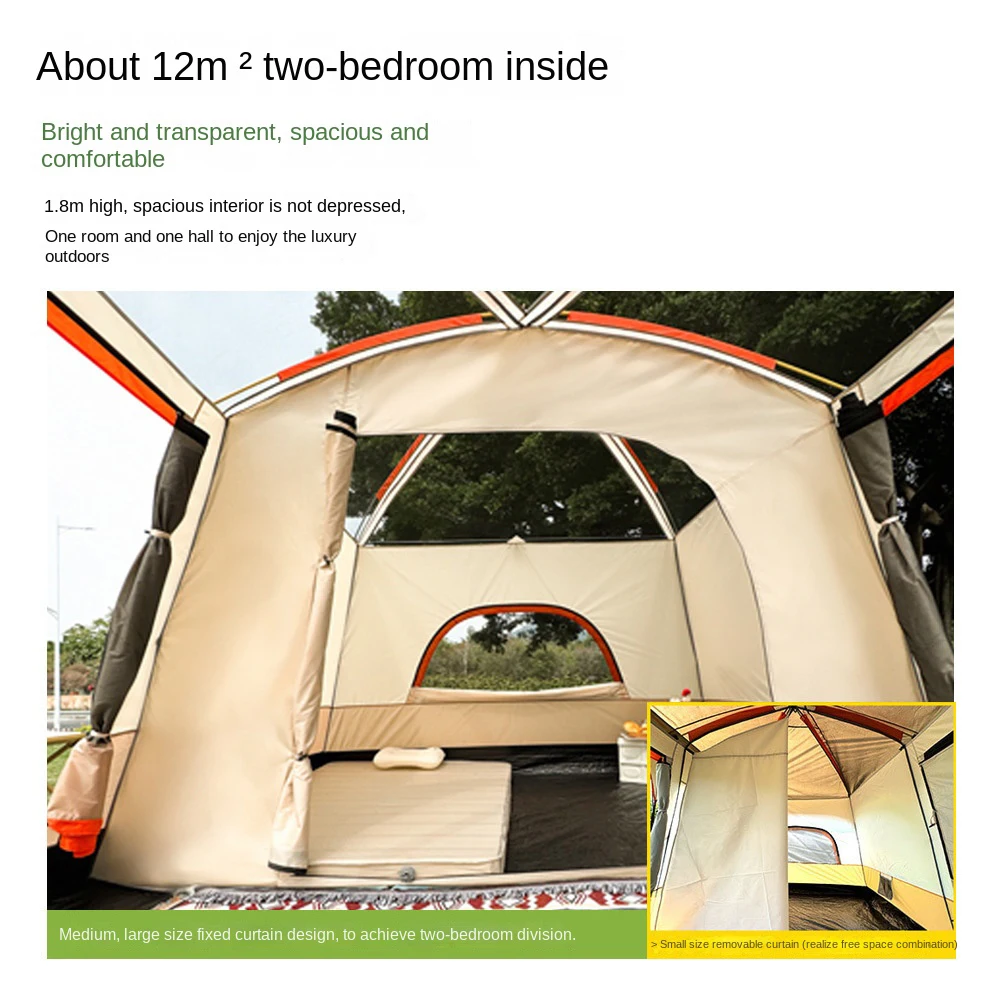 Double Rainproof Outdoor Tent, 2 Rooms and 1 Hall 5