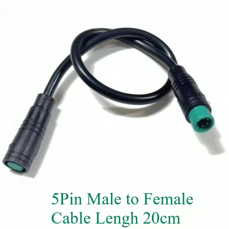 Waterproof Electric Bicycle Butt Joint Plug Connector - M8, 2 to 6 Pin, 20CM