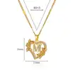 Colliers avec initiales de cœur et de fleur en Zircon pour femmes, en acier inoxydable, pour amoureux du cœur, couleur or, chaîne avec lettres, bijoux