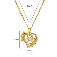 Zircon Flower Heart Initials Necklaces For Women Stainless Steel Heart Lover Gold Color Letter Chain Collar Necklace Jewelry - Image 6