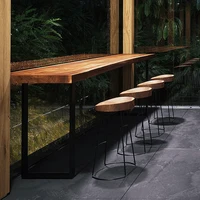 Nordic Originality Bar Table Solid Wood Designers Balcony Wall Advanced Bar Table Saloon Coffee Tavern Furniture Mesa Alta FYBT 5