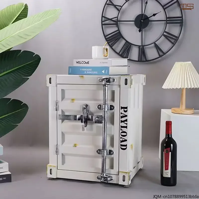 Creative Retro Industrial Style Metal Storage Cabinet Bedroom Bedside Table Cafe Window Display Storage Box Home Furniture
