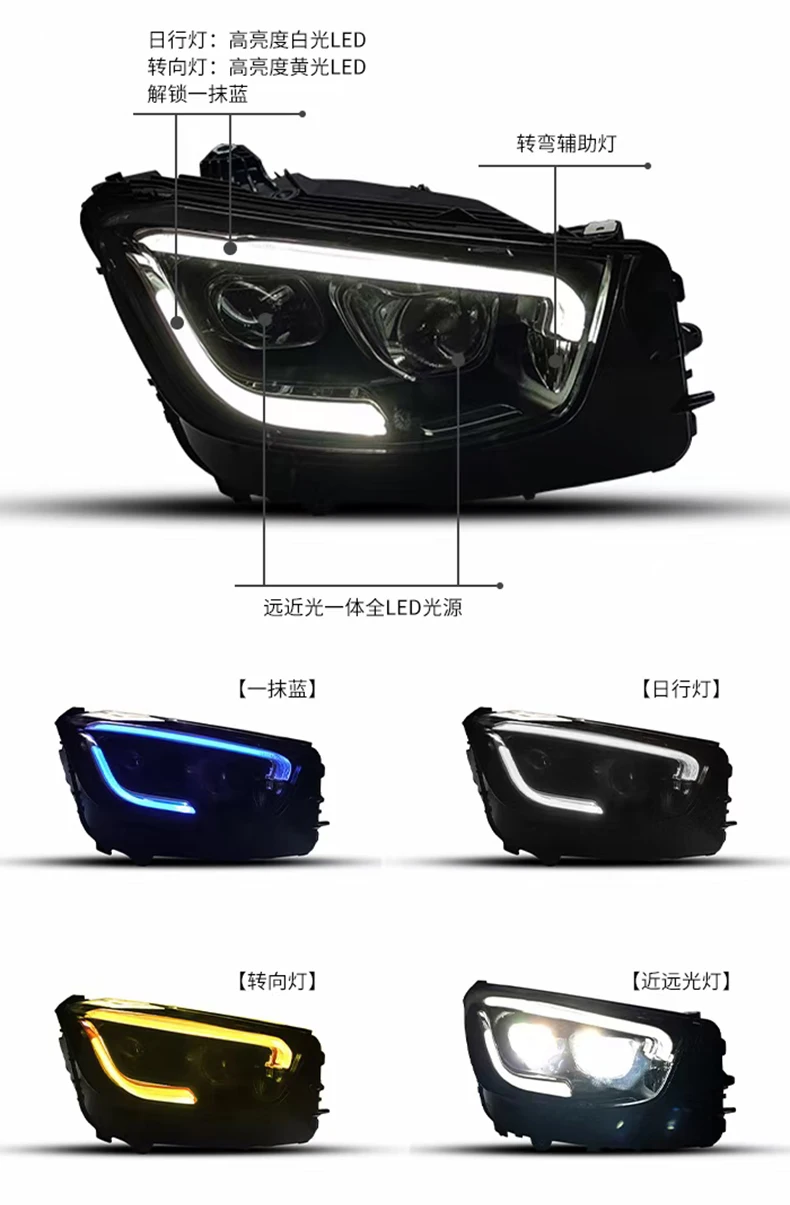AKD Head Lamp for Benz GLC260 W253 2016-2022 LED Headlight GLC300 GLC GLC350 DRL Turn Signal High Beam Angel Eye Projector Lens