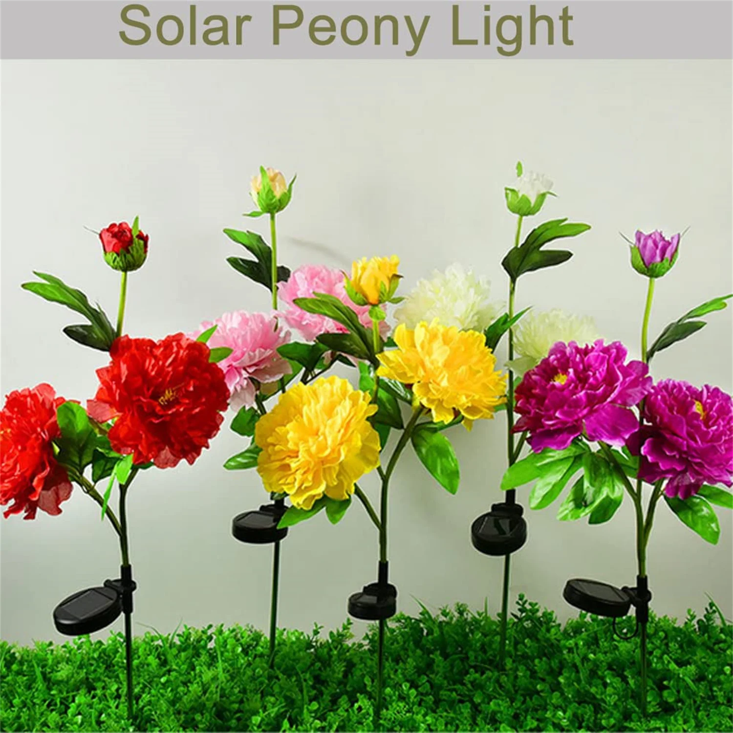 Solar Peony Flower Lights Home Decoration Landscape Lamp Waterproof Outdoor for Yard Garden Porch Lawn Backyard Decor Lighting 6