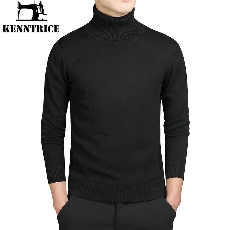 Men's Sweater Solid Pullover Turtleneck Male Jumpers For Seasons Comfort Wear Knitted Fashion Undershirt Man Cloth Size S to 2XL |