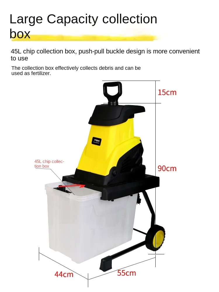 TLL Electric Tree Branch Chipper Orchard Forest Twig Crusher Wood Chipper Leaves Trees