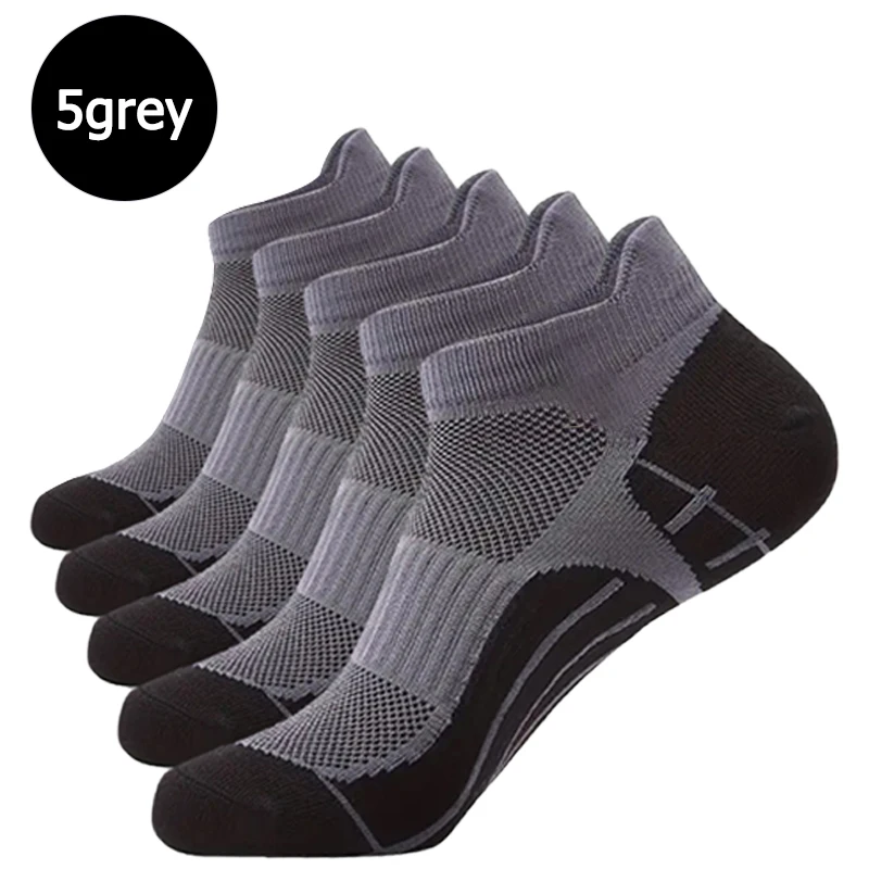 5 أزواج من الجوارب الرجالية المخصصة، جوارب قصيرة قابلة للتنفس، جوارب رياضية للجري على الدراجة
