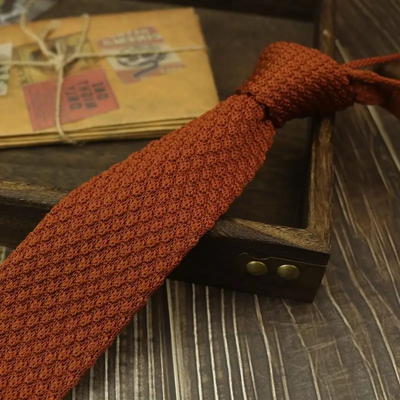 Gradient Knitted Tie - Mens Solid Color Slim Necktie