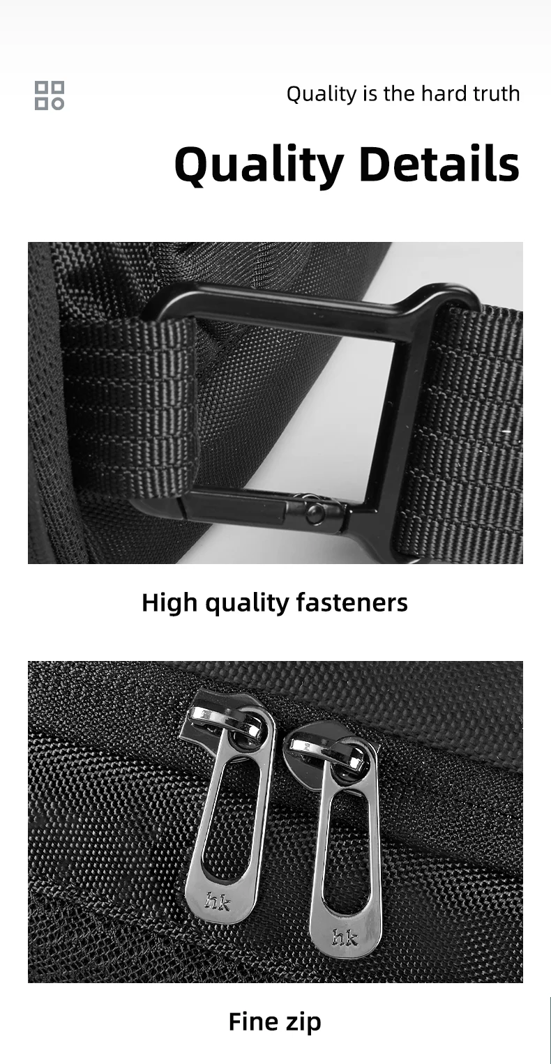 HcanKcan Mode Herren Umhängetasche Multifunktions USB Umhängetasche Wasserdicht Messenger Pack Trend Sport Reise Sling Brusttasche – Detail 17