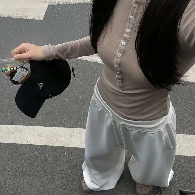 Deeptown Vintage Oversized Basic Women Sweatpants Wide Leg Korean Fashion Baggy Harajuku Pants Jogging Hip Hop Trousers Autumn