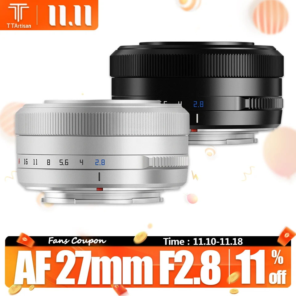 TTArtisan 27mm F2.8 APS-C Auto Focus Mirrorless Camera Lens for Sony A5000 A7RIII ZVE10 Fuji XA7 XT30 XT100 XE4 Nikon Z50 Z5 ZFC camera lens