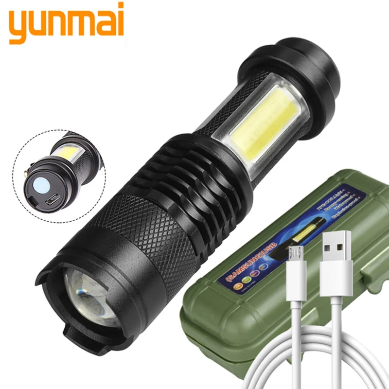 

New product built-in battery USB rechargeable flashlight COB LED variable zoom waterproof tactical flashlight LED bulb