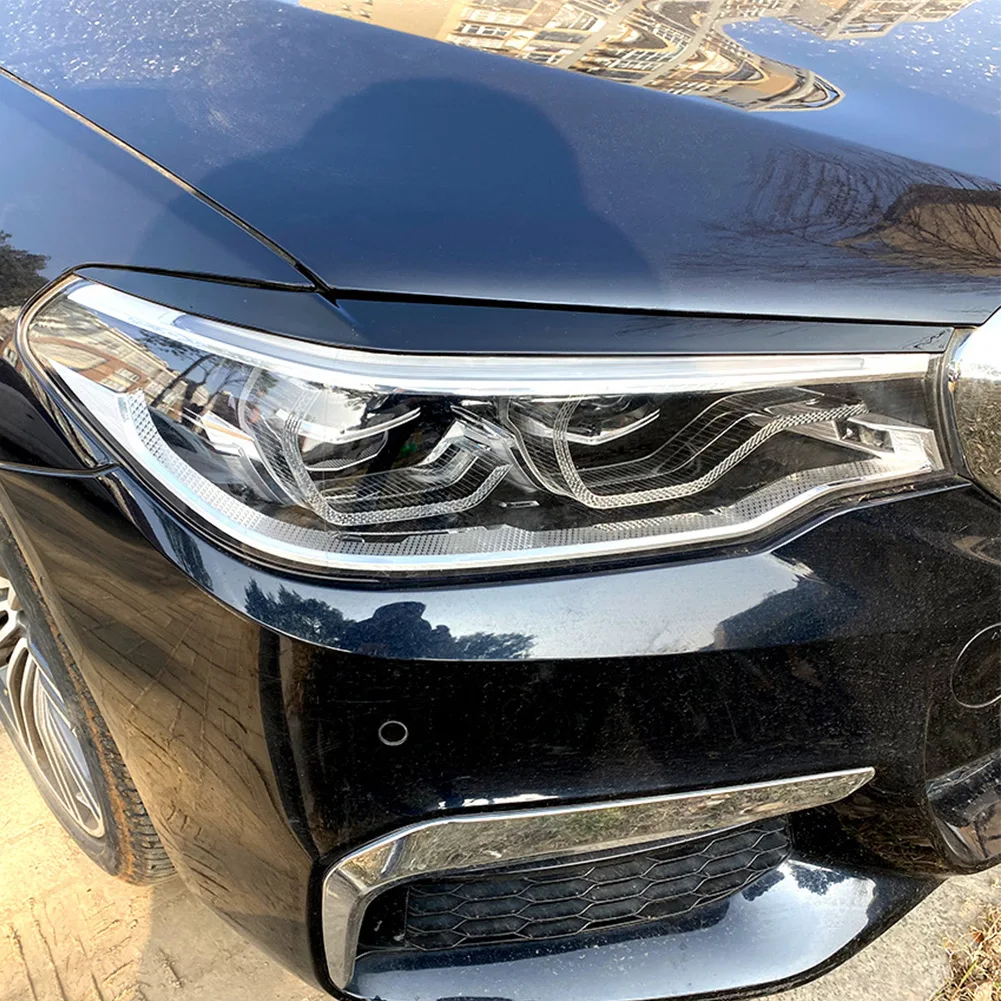 Car Sticker Headlight Eyebrows Eyelid Trim Cover for BMW 5 Series G30 525i 17-21 2PCS